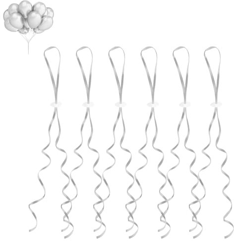 GoldRock Ballonverschlüsse Helium mit Schnur für Luftballons,50 Stück Ballonband Silber,Luftballon Verschlüsse,Luftballon Schnüre, Schnur zum Luftballon Aufhängen für Hochzeitsfeier,Geburtstag,Party