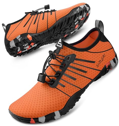 SIMARI WP001 Chaussures aquatiques pour homme et femme à séchage rapide pour pieds nus, plongée, natation, surf, aqua, randonnée, plage, yoga, WP001, 216 violet, 226 Orange, 38 EU