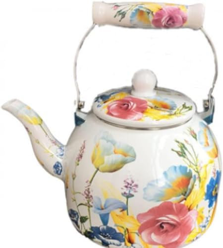 Enamel Kettle Water Kettle Coffee Maker for Induction Cooker Hob or Gas Cooker, White Large Induction Cream Pot