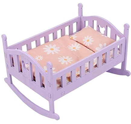 TTETTZ Hohe Simulation Mode Puppe Bett Holz Möbel mit Bettwäsche Set Schlafzimmer für
