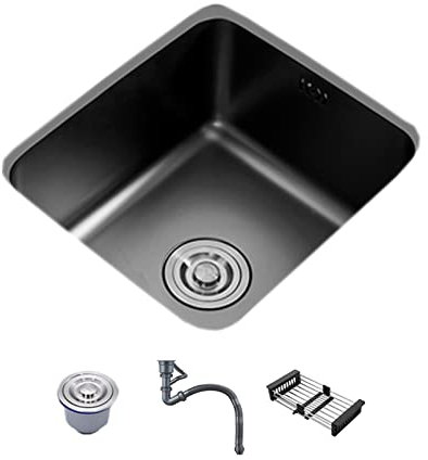 Lavello da cucina Lavello da cucina in acciaio inossidabile 304 Mini slot singolo Lavello da cucina nero Nano Bar Piccolo lavabo sottopiano (Colore : Nero, Dimensioni : 35 * 33CM)
