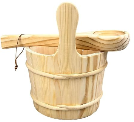 Sharplace Saunaeimer und Schöpfkelle, Saunaeimer aus Holz, Saunazubehör für Männer und Frauen, Saunaeimer-Set aus Holz