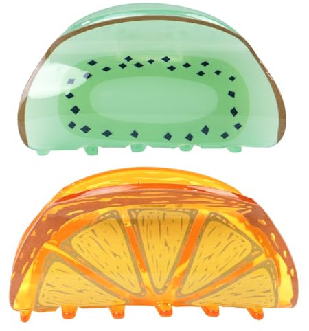 Laroal 2 Pinzas para el Pelo con Forma de Fruta, Accesorios acrílicos de limón y Kiwi, llamativas y duraderas, tamaño 9,5 x 5 cm y 8 x 4,5 cm