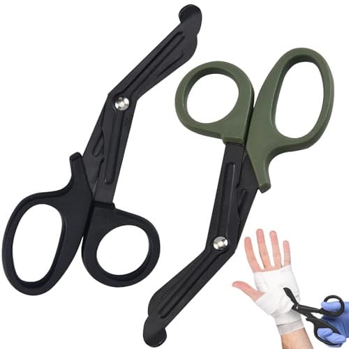 Lot De 2 Ciseaux Medical,Ciseaux Jesco,Ciseaux Médicaux, Ciseaux De Traumatologie, Ciseaux À Bandage, 15 cm Bent Stealth Pour Infirmières, Étudiants En Médecine, Salles D'urgence (Noir Et Vert)