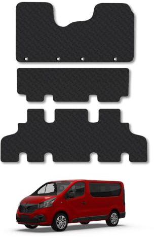 Renault Trafic (2014+) [Minibus] 5mm Rubber Car Mats | Heavy Duty Rubber Tailored Fit Floor Mats Full Coverage Durable Waterproof Accessories Easy Clean Anti Slip Made in the UK