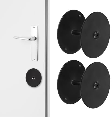 2pcs Door Hole Cover Plate, Diameter 2-5/8in Door Knob Hole Cover Metal Door Hole Filler Plate with 4 Screws Door Knob Hole Filler Set for Home Security(Black)