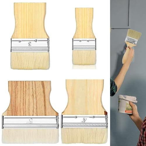4 Pcs Flat Paddle Paint Brush,Wide Paint Brush Large Acrylic Brushes 2/3/4/5 Inch with Poplar Handle Flat Paddle Art Brush Wool Flat for Oil and Acrylic
