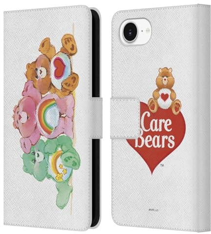 Head Case Designs Officially Licensed Care Bears Group Classic Leather Wallet Case Compatible With Apple iPhone 16e / iPhone 17e