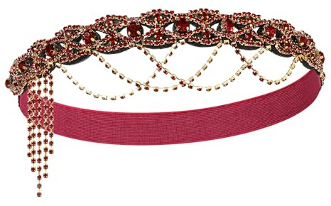 BABEYOND Flapper 1920s Gatsby Stirnband - 20s Vintage Strass Haarband Hochzeit Prom Haar Kopfkette Stirn Kopfschmuck für Damen rot