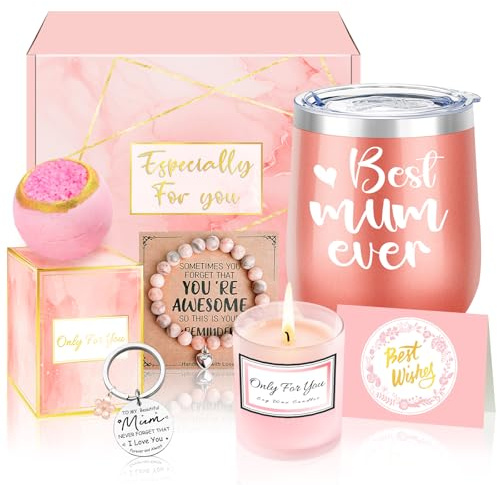 Sheinly Birthday Gifts for Mum Pamper Hamper Gifts Caring Gifts Best Mum Ever Mother’s Day Christmas 12oz Tumbler