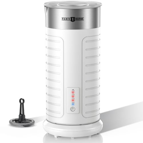 PARIS RHÔNE Milchaufschäumer Elektrischer, 4-in-1-Milchaufschäumer, Feeignet für Heißen und Kalten Milchschaum, Warme Milch, 240 ml Milchaufschäumer Induktion, Weiß