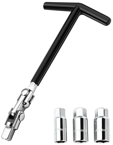 IMALPQPP tändstiftsnyckelsats 4 delar, universell tändstiftsnyckel 16 mm/18 mm/21 mm med T-handtag, tändstiftsutdragare – lämplig för bil och motorcykel