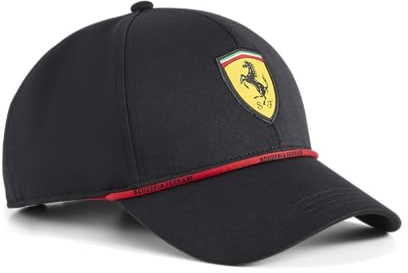 PUMA Scuderia Ferrari F1 Classic Logo Kappe | Es zeigt ein TPU-Ferrari-Logo und ein besticktes PUMA-Logo, Gebogene Krempe mit verstellbarem hinteren Verschluss