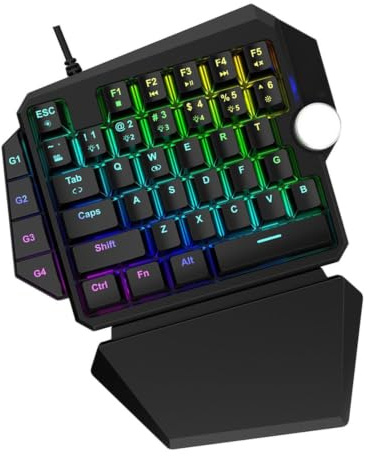 Gadpiparty Mechanical Backlit Keyboard One-handed Rgb 39 Keys Gaming | Black Abs Build, Light Click Response, Macro Programming, Ergonomic Design for Game Play