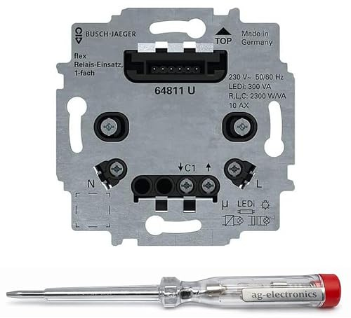 Spannungsprüfer 120-250V® + BUSCH-JAEGER Relaiseinsatz 64811 U flex 1-fach