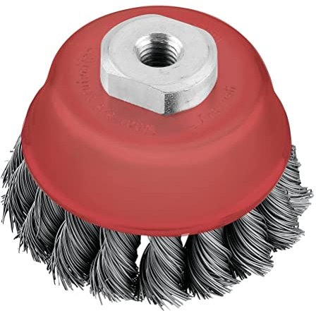 kwb 66mm Cup Brush for Angle Grinders, Twisted, M14 Thread Mount, High-Strength Steel Wire, Metal and Stone Applications
