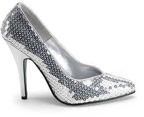 Pleaser SEDUCE-420SQ Damen Pumps, Pailletten Silber, EU 37 (US 7)