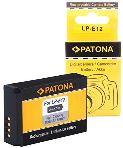 PATONA Batterie de Rechange pour Canon LP-E12 LPE12 Batteries Compatible avec Canon EOS 100D, EOS M, M2, M10, M50, Rebel SL1