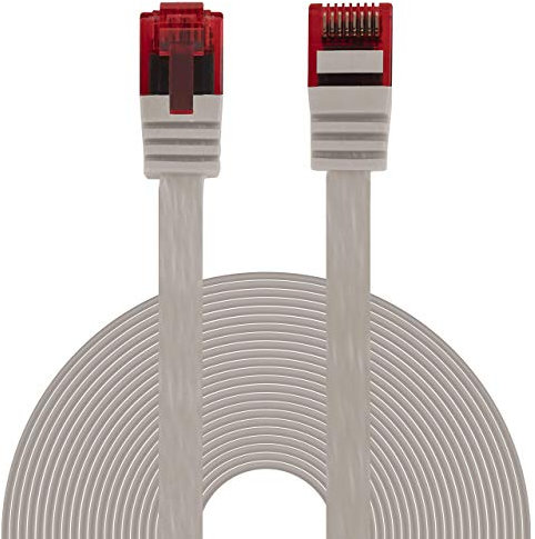 BIGtec Ethernet LAN Kabel 10m flexibles flaches Netzwerkkabel Patchkabel grau flachband Cable Gigabit DSL ISDN Flachbandkabel Verlegekabel RJ45 Stecker