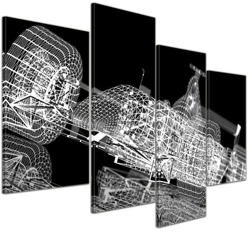 Bilderdepot24 Bild auf Leinwand | Formel 1 Rennwagen in 120x80 cm 4 tlg. als Wandbild XXL | Wand-deko Dekoration Wohnung modern Bilder | 15114