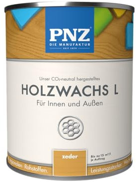 PNZ Holzwachs L für Innen und Außen | lösemitttelfreier Wachsanstrich | Nachhaltig hergestellt mit regionalen Rohstoffen | für alle Hölzer, auch Bienenhäuser, Gebinde:2.5L, Farbe:zeder