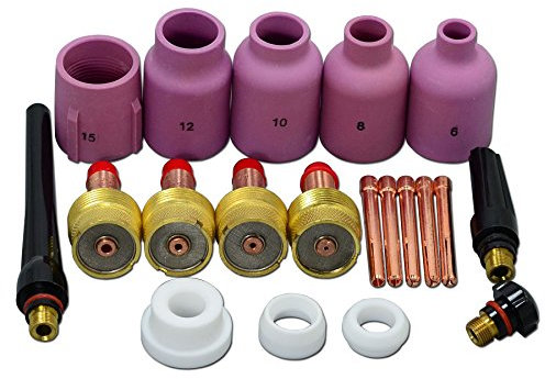 RIVERWELD WIG-Gaslinsen-Kolbenkörpern Jumbo 45V 10N-Serie Aluminiumoxid-Düsen Keramikbecher 57N 53N Isolatoren Gasdichtungen 54N63 für SR WP 17 18 26 WIG-Schweißbrenner 20 Stück