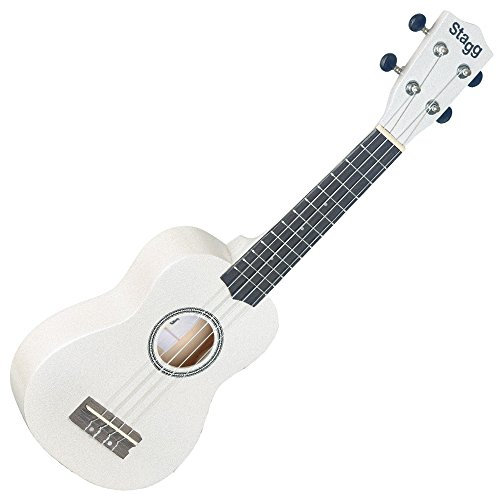 Ukelele Soprano STAGG de madera de tilo con funda de nailon, blanco