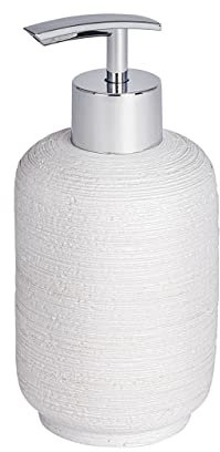 WENKO Seifenspender Goa Neo Weiß - Flüssigseifen-Spender, Spülmittel-Spender Fassungsvermögen: 0.3 l, Polyresin, 7.5 x 16 x 7.5 cm, Weiß, 16 x 7.5 x 7.5 cm