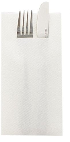 Sovie HOME Besteckserviette in WEISS aus Linclass Airlaid, 40 x 40cm, 1/8 Falz, 12 Stück, elegante Servietten mit Bestecktasche für stilvolle Tischdekoration