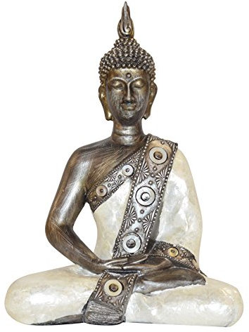 GerichteKeuze Sitzender thailändischer Meditation Buddha 23 cm Perlmutt