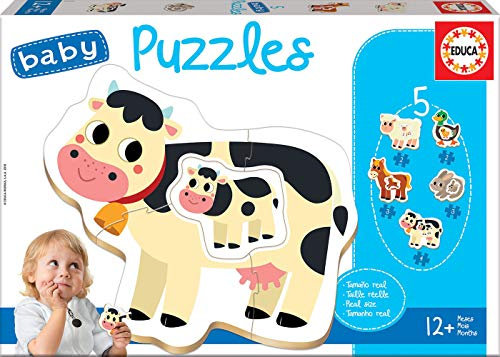 Educa - Bauernhof, Baby Puzzleset mit 5 Puzzles für Kinder ab 12 Monaten (17574)