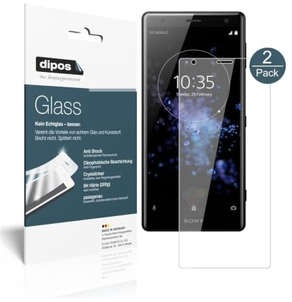 dipos 2x 9H Clear Screen Protector for Sony Xperia XZ2 Compact | Won't Break or Shatter, No Real Glass, HD Clear, Anti-Shock, Anti-Scratch, Bubble-Free, Case-Friendly, Easy Installation