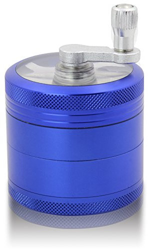 DCOU Meuleuse en aluminium incassable pour moulin à main à manivelle pour épices 4 pièces 2,2 pouces (Bleu-aluminium)