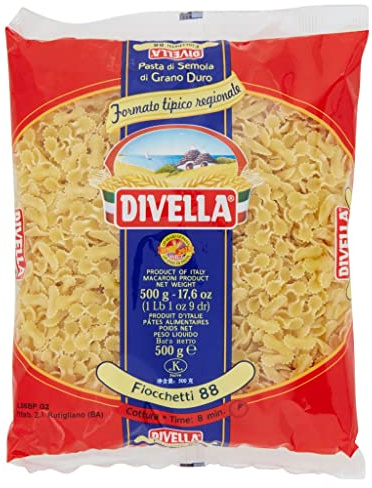 Fiocchetti N° 88 Pasta italiana, formato piccolo 100% Italienisch 5 x 500g | A fiocco delicato, aus Hartweizengrieß, perfekt für Saucen, Salate und Aufläufe, Gesamtnettogewicht 2,5 kg