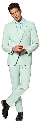 OppoSuits Herren Solid Color Party for Men – Magic Mint – Full Suit: Includes Pants, Jacket and Tie Herrenanzug, 54