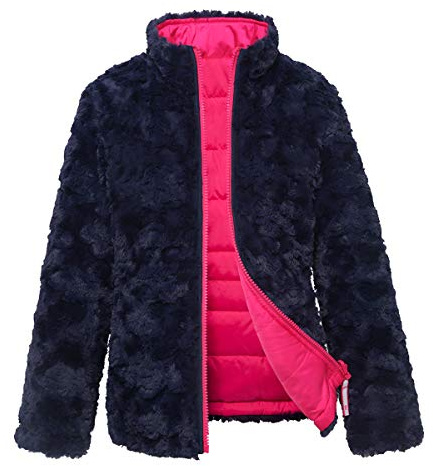 Rokka&Rolla Girls' Reversible Water-Resistant Teddy Sherpa Fleece Puffer Jacket Winter Coat