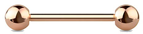 Piercing Langue Barbell en Titanium - Piercing Langue Différentes Couleurs de Titanium et Différentes Longueurs de Tiges - (Or Rosé, 12)