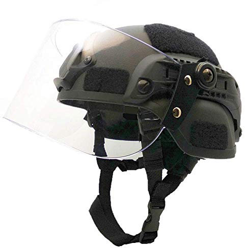 Airsoft Mich 2000 Quick Helm mit NVG Halterung und Schutzbrille.
