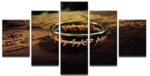 XSHUHANP Kunstdrucke Auf Leinwand Bilder Wohnzimmer Wandkunst Rahmen 5 Stücke Herr Der Ringe Gemälde Hd Druckt Eine Spezielle Ring Poster Wohnkultur