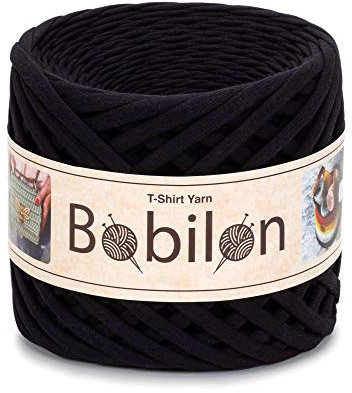 T-Shirt-Garn, Zpagetti, Bio, 7–9 mm, für Makramee & Stricken, 100 % Baumwoll-Jersey, Black Passion