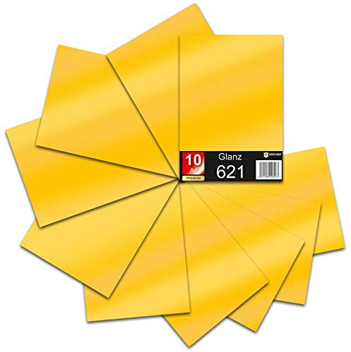 Din A4 Bogen 30x21cm 621/631 Plotterfolie Folie Vinyl Autofolie (021 Gelb, 10er Set 621 Glanz)