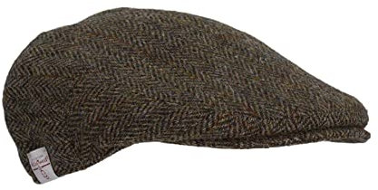WALKER AND HAWKES Oakmoor - Schiebermütze aus Harris-Tweed - Country-Stil - Dunkelgrau - XXL