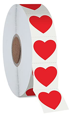 1200 Stück rote Herz-Aufkleber mit Perforationslinie auf Rolle, Verwendung für Valentinstag, Preislisten, Blutspenden, Arztpraxen, Lehrer und Klassenzimmer, Lesezeichen (2 cm Durchmesser)