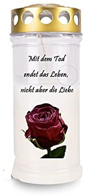 Kimiza Grabkerze, Gedenkkerze, (Rose) Paraffinwachs mit 30% Ölanteil - Wachsmasse ausreichend für eine Brenndauer von 4 Tagen