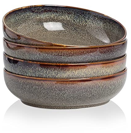 KYBSCZ 30oz Pasta Bowls - Set of 4 Large Ceramic Dinner Bowls - Microwave Safe