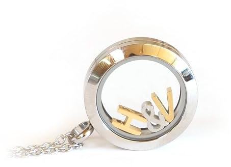 Personalisierte Medaillon-Kette klein 25mm mit Buchstaben, Alphabet, Halskette, Geburtssteine,silber, rosegold, gold