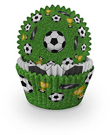 Anniversary House J143 Lot de 75 caissettes à cupcakes en papier sulfurisé résistant pour anniversaire, football, football, football