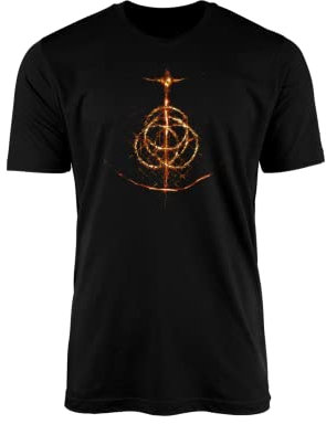 Elden Logo T-Shirt Top Tee Spiel Gamer Action Abenteuer Fantasy Rollenspiel Nerd Dark Third Person Player Gameplay Console Teen Combat Magic Gifts Present, Schwarz , XL