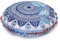 Runder Mandala-Bodenkissenbezug, Sitzkissen, Überwurf, Hippie, dekorativer Bohemian-Pouf-Bezug, Pompom-Kissenbezüge, Boho-Indisch, 55,9 cm (weiß und blau)
