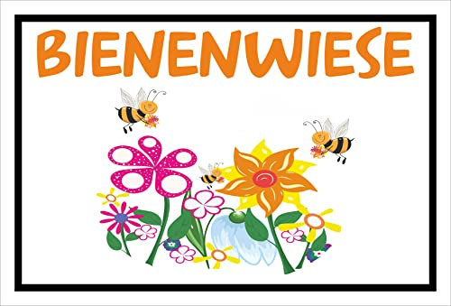 Melis-Folienwerkstatt Schild Bienenwiese 60x40cm - Bohrlöcher - 3mm Hartschaum – 20 VAR S00359-242-A